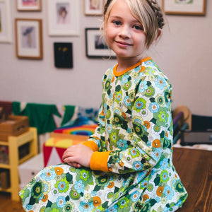 April Floral Long Sleeve Dress - 2 Left Size 3-4 years-Uddevalla Barn-Modern Rascals