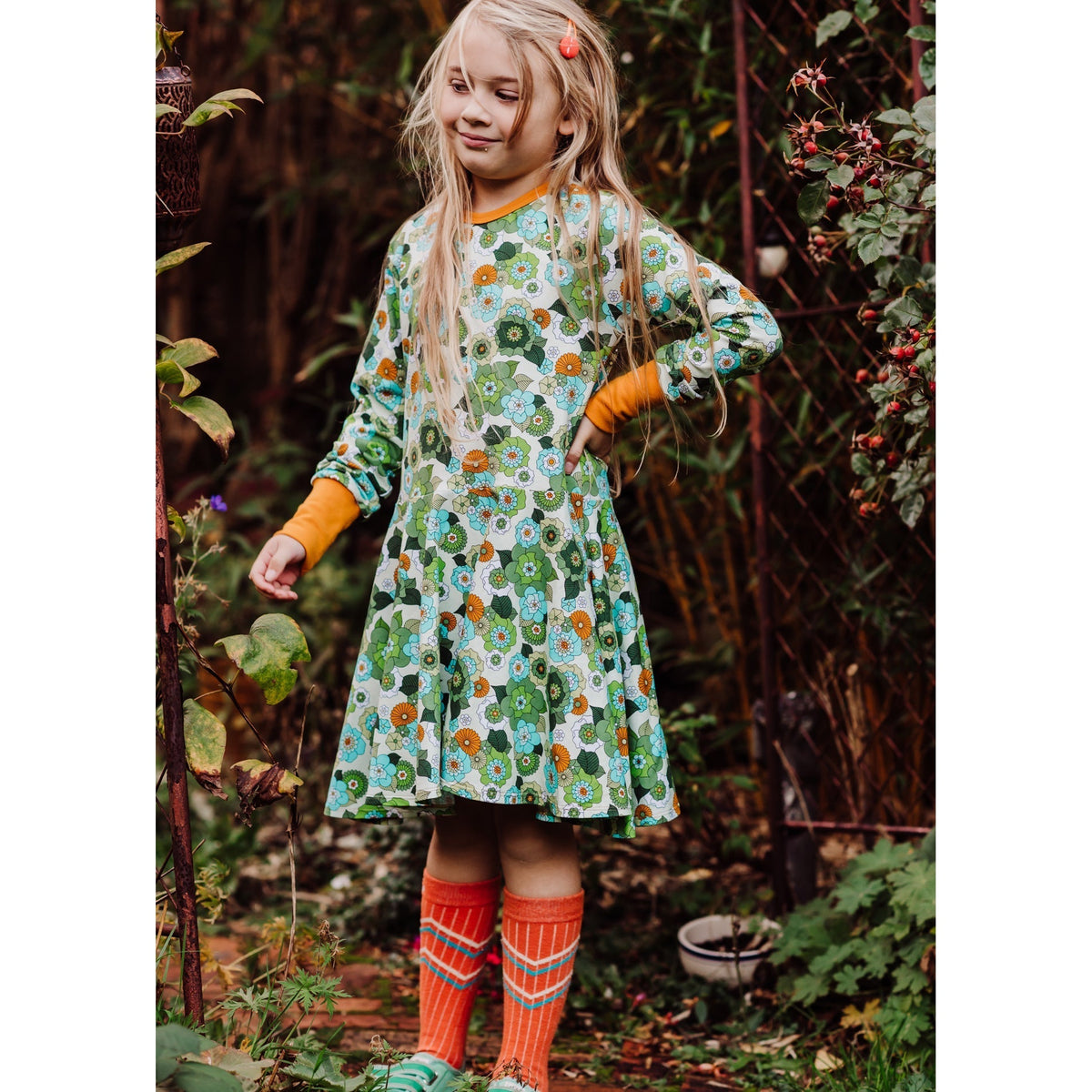 April Floral Long Sleeve Dress - 2 Left Size 3-4 years-Uddevalla Barn-Modern Rascals