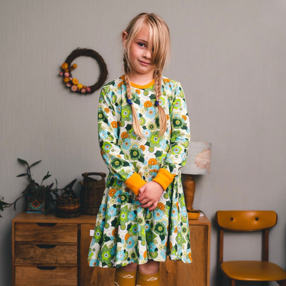 April Floral Long Sleeve Dress - 2 Left Size 3-4 years-Uddevalla Barn-Modern Rascals
