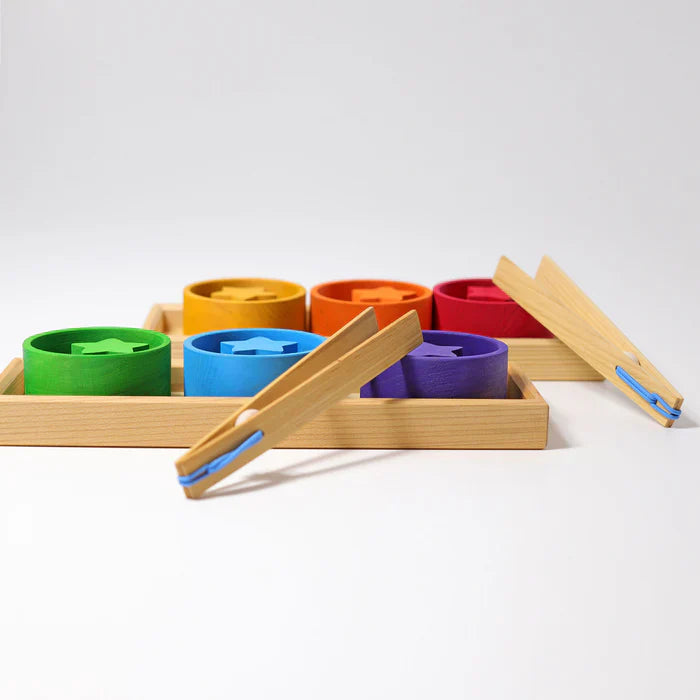 Grimm's Sorting Rainbow Game - Bowls, Tweezers, and Figures