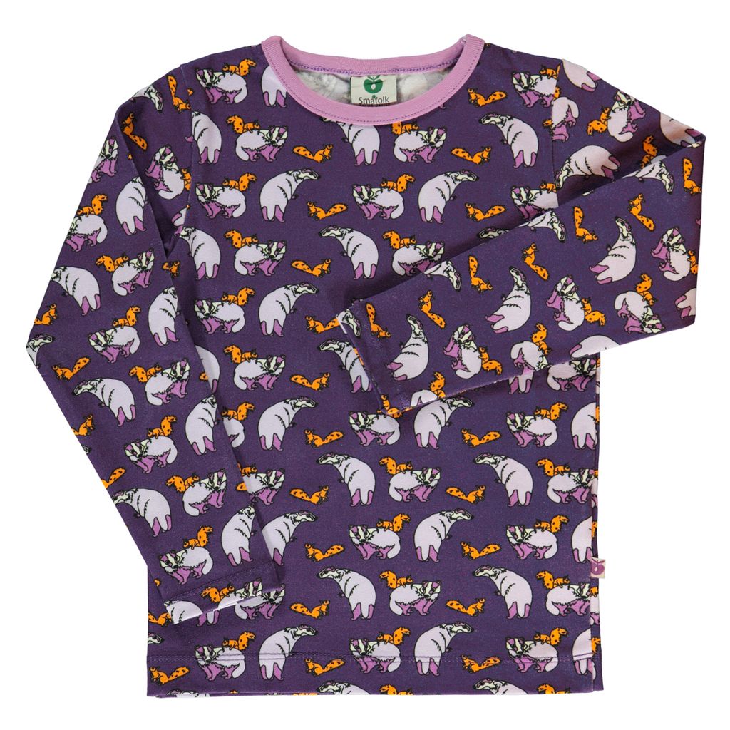 Badger and Squirrel Long Sleeve Shirt in Loganberry - 1 Left Size 2-3 years-Smafolk-Modern Rascals