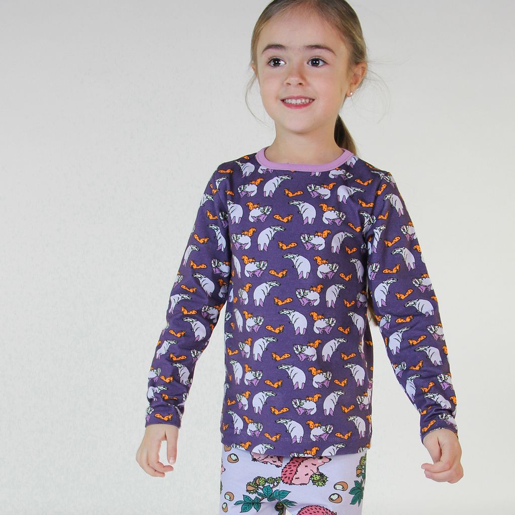 Badger and Squirrel Long Sleeve Shirt in Loganberry - 2 Left Size 2-3 & 3-4 years-Smafolk-Modern Rascals