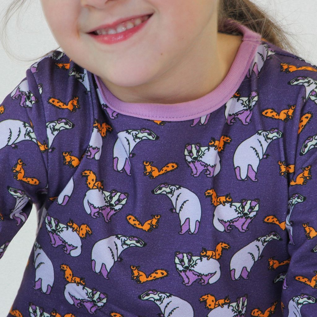 Badger and Squirrel Long Sleeve Shirt in Loganberry - 2 Left Size 2-3 & 3-4 years-Smafolk-Modern Rascals