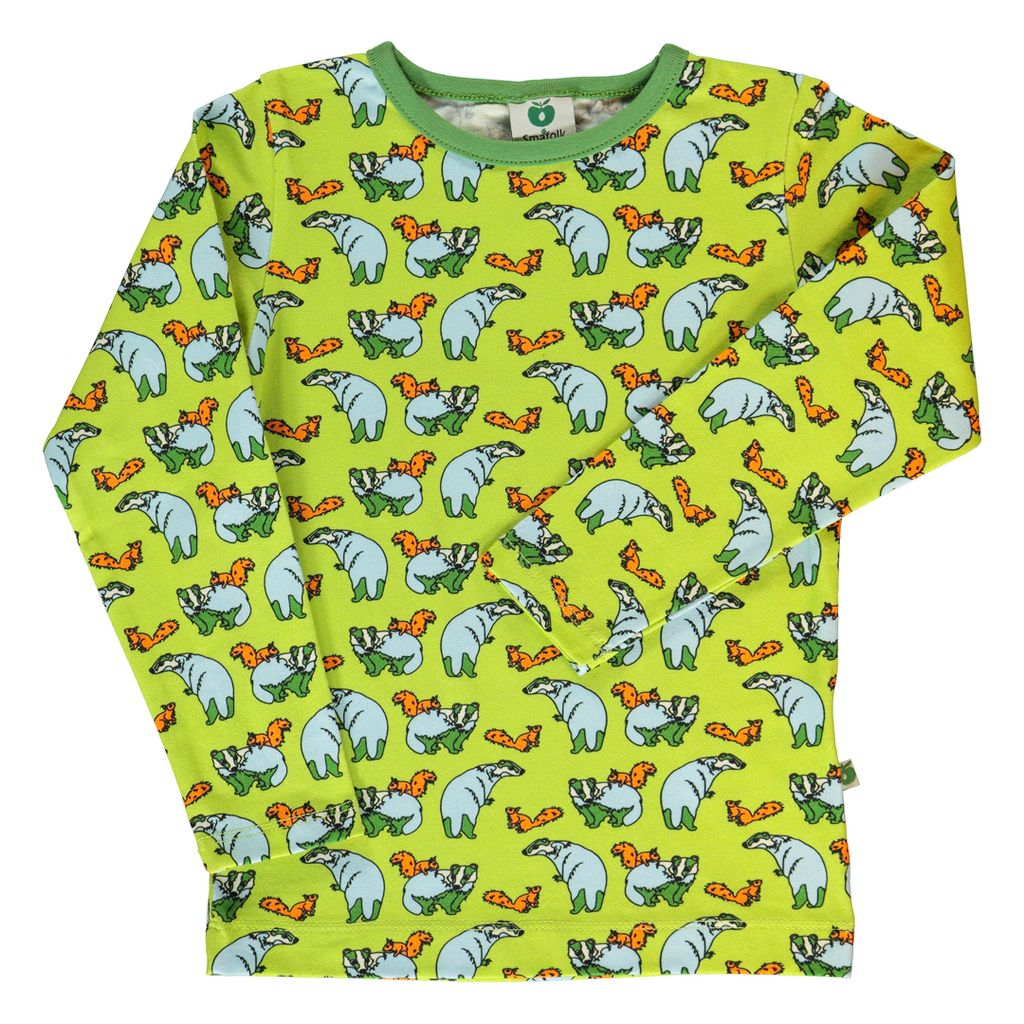 Badger and Squirrel Long Sleeve Shirt in Pear Green - 2 Left Size 2-3 & 5-6 years-Smafolk-Modern Rascals