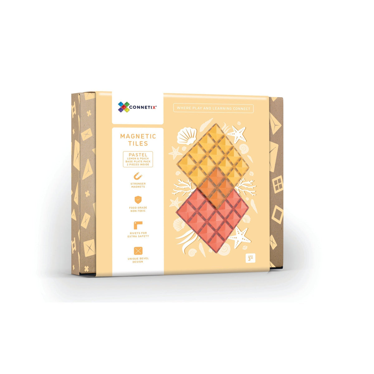 Base Plate Pack in Lemon & Peach - 2 Pieces-Connetix-Modern Rascals