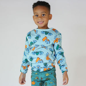 Bat Sweatshirt in Stratosphere - 1 Left Size 3-4 years-Smafolk-Modern Rascals