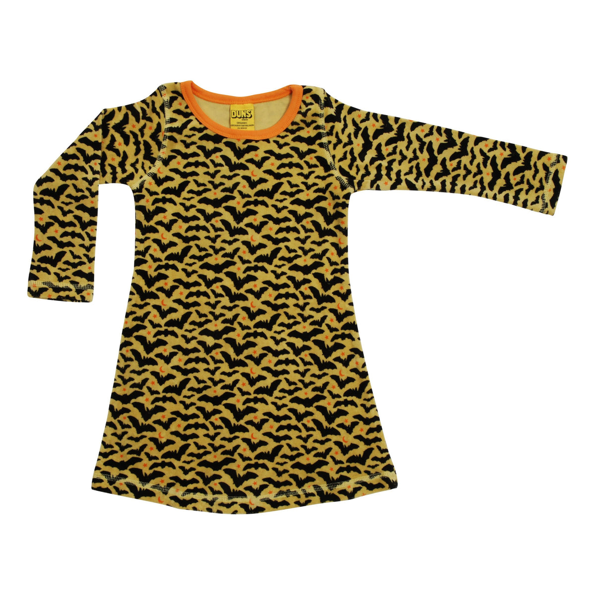 Bats Velour Long Sleeve Dress - Apricot - 2 Left Size 1-2 & 12-14 years-Duns Sweden-Modern Rascals