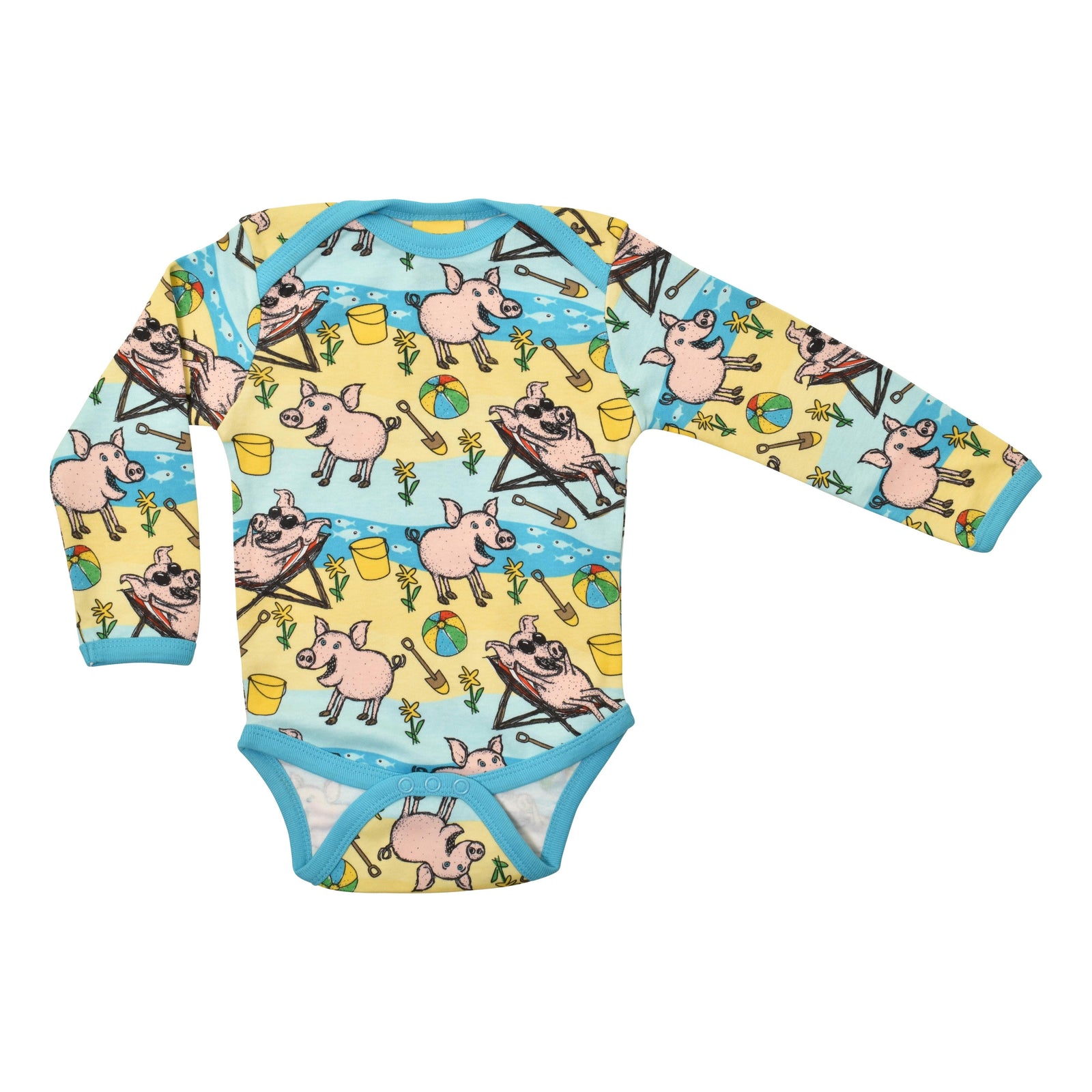 Beach Pig Long Sleeve Onesie-Duns Sweden-Modern Rascals