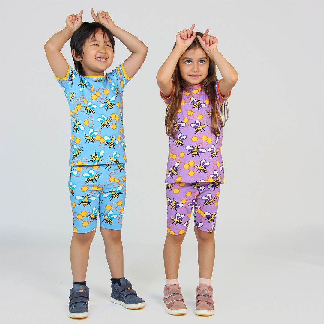 Bees Cycling Shorts in Blue Grotto - 1 Left Size 2-3 years-Smafolk-Modern Rascals