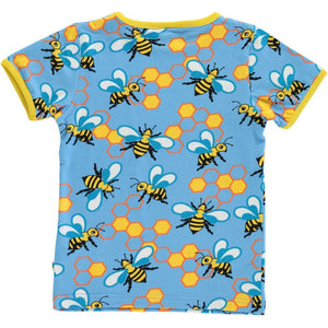 Bees Short Sleeve Shirt in Blue Grotto-Smafolk-Modern Rascals