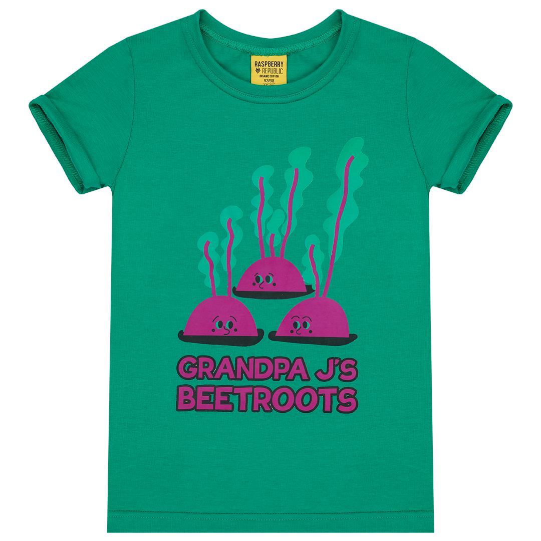 Beetroot Patch Short Sleeve Shirt - Green - 1 Left Size 2-3 years-Raspberry Republic-Modern Rascals