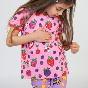 Berries Short Sleeve Shirt in Sea Pink - 1 Left Size 11-12 years-Smafolk-Modern Rascals