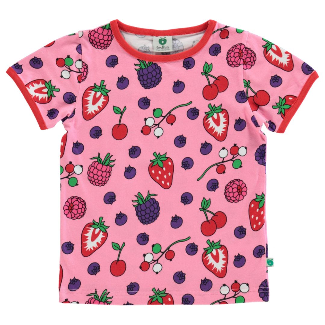 Berries Short Sleeve Shirt in Sea Pink - 1 Left Size 11-12 years-Smafolk-Modern Rascals