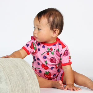 Berries Short Sleeve Suit - Sea Pink - 2 Left Size 9-12 months & 2-3 years-Smafolk-Modern Rascals