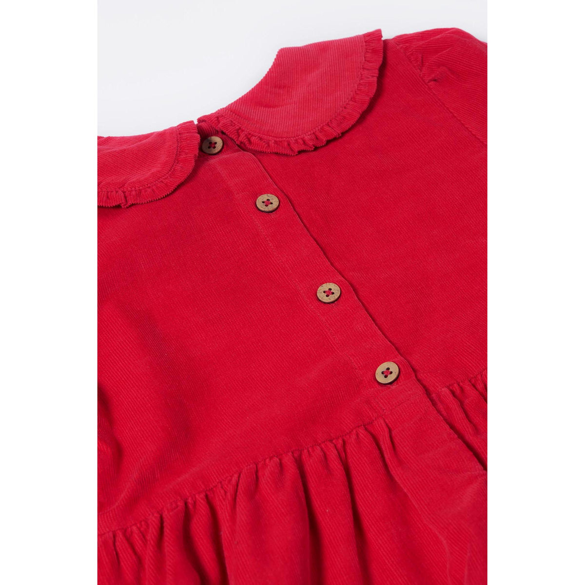 Berry Red/Robin Peony Cord Dress - 1 Left Size 9-10 years-Frugi-Modern Rascals