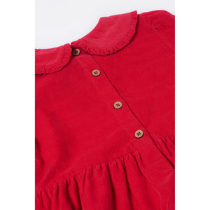 Berry Red/Robin Peony Cord Dress - 1 Left Size 9-10 years-Frugi-Modern Rascals
