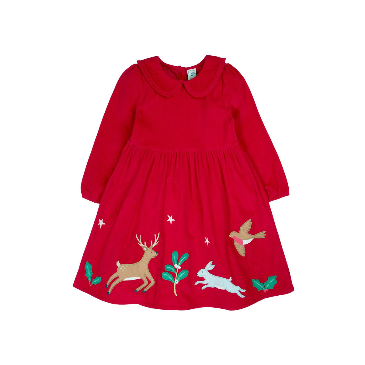 Berry Red/Robin Peony Cord Dress - 1 Left Size 9-10 years-Frugi-Modern Rascals