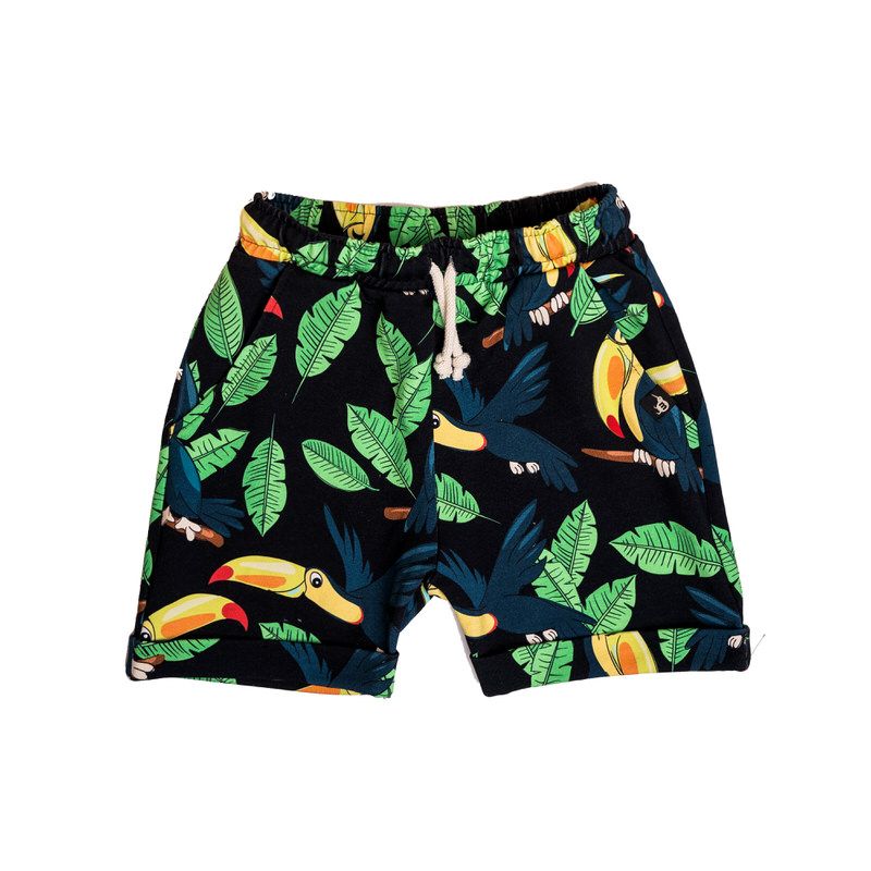 Black Toucan Shorts - 1 Left Size 6-8 years-Mullido-Modern Rascals