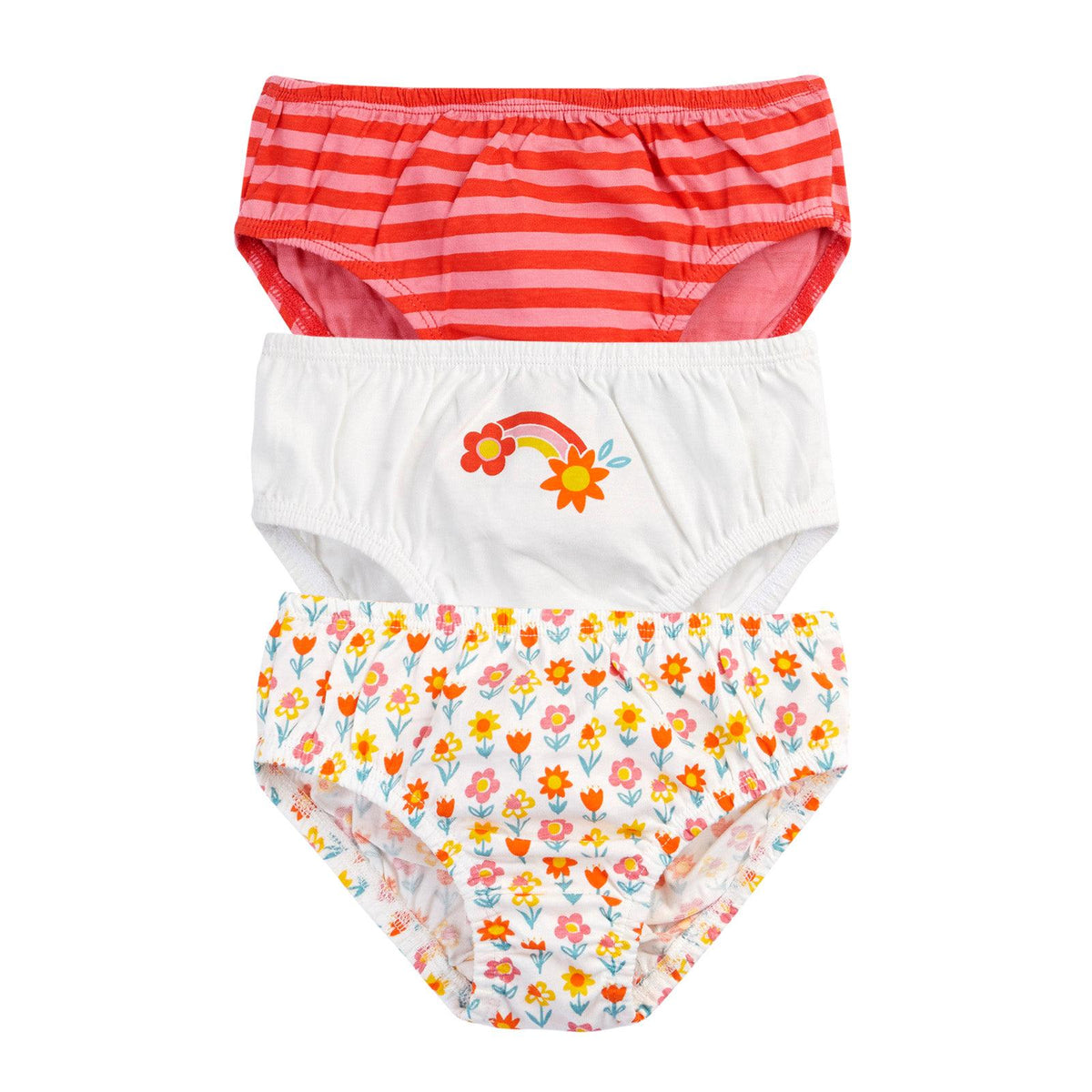 Bloom Polly Printed Briefs, 3-pack - 2 Left Size 5-6 & 8-9 years-Frugi-Modern Rascals