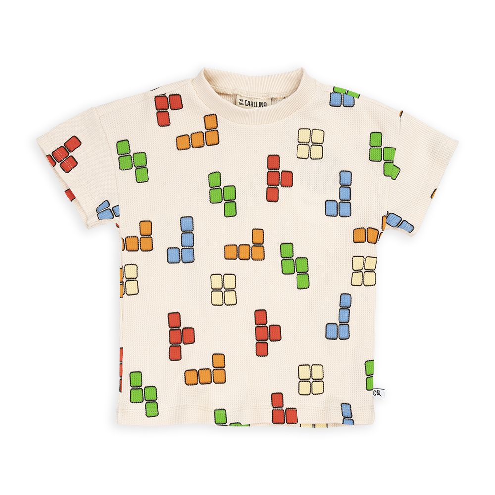 Blox Crewneck Waffle Short Sleeve Shirt - 1 Left Size 12-14 years-CARLIJNQ-Modern Rascals