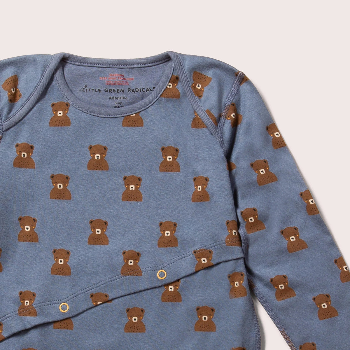 Blue Bear Easy Feeding Adaptive Long Sleeve Onesie - 2 Left Size 3-4 & 6-7 years-Little Green Radicals-Modern Rascals