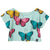 Blue Butterflies Cropped Short Sleeve Shirt - 1 Left Size 4-6 years-KuKuKid-Modern Rascals