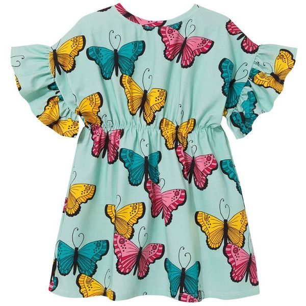 Blue Butterflies Short Sleeve Romantic Dress - 1 Left Size 2-4 years-KuKuKid-Modern Rascals