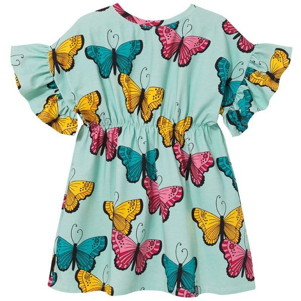 Blue Butterflies Short Sleeve Romantic Dress-KuKuKid-Modern Rascals