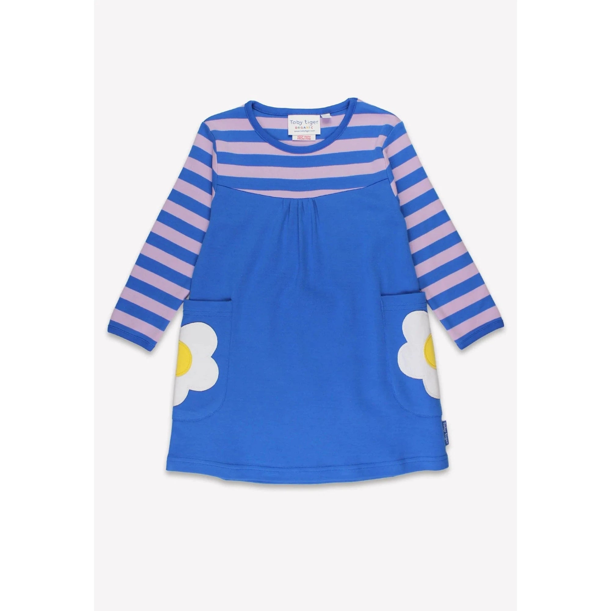 Blue Daisy Applique Long Sleeved Dress-Toby Tiger-Modern Rascals