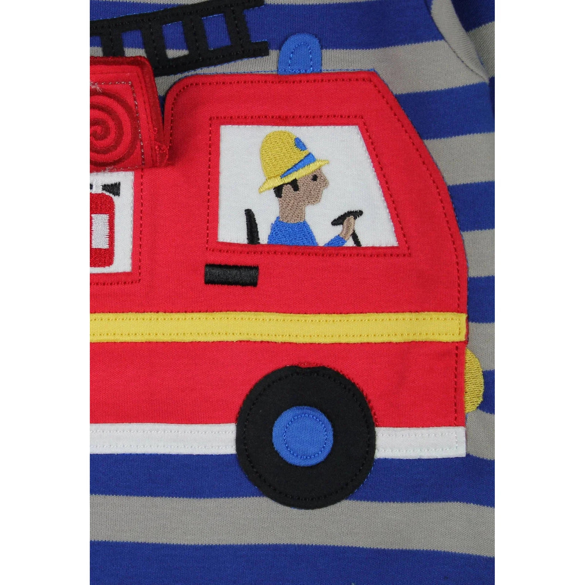 Blue Fire Engine Applique Long Sleeve Shirt - 2 Left Size 6-7 & 7-8 years-Toby Tiger-Modern Rascals