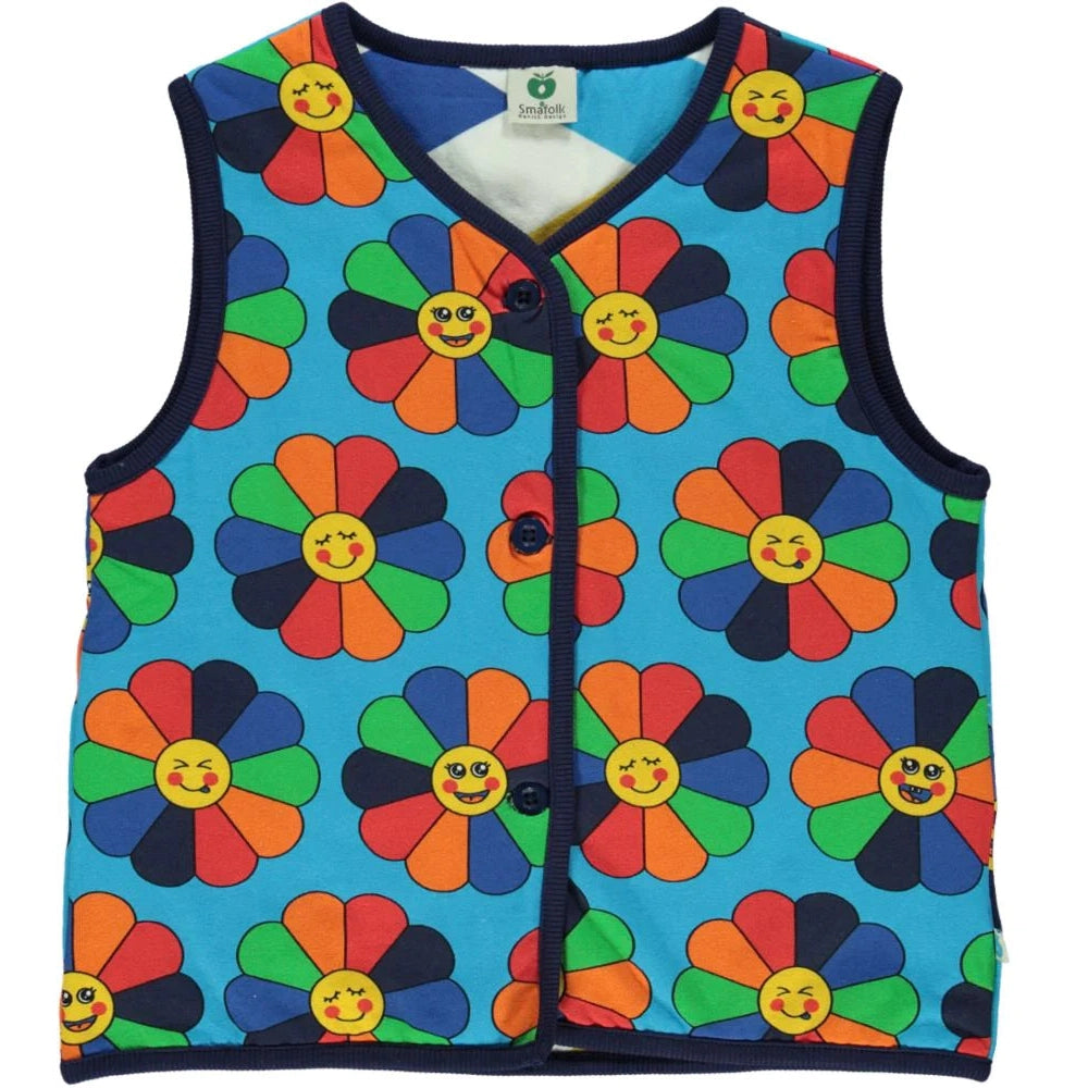 Blue Flower Reversible Vest - 1 Left Size 11-12 Years-Smafolk-Modern Rascals