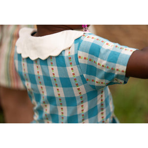 Blue Flowers Button Through Short Sleeve Dress-Little Green Radicals-Modern Rascals