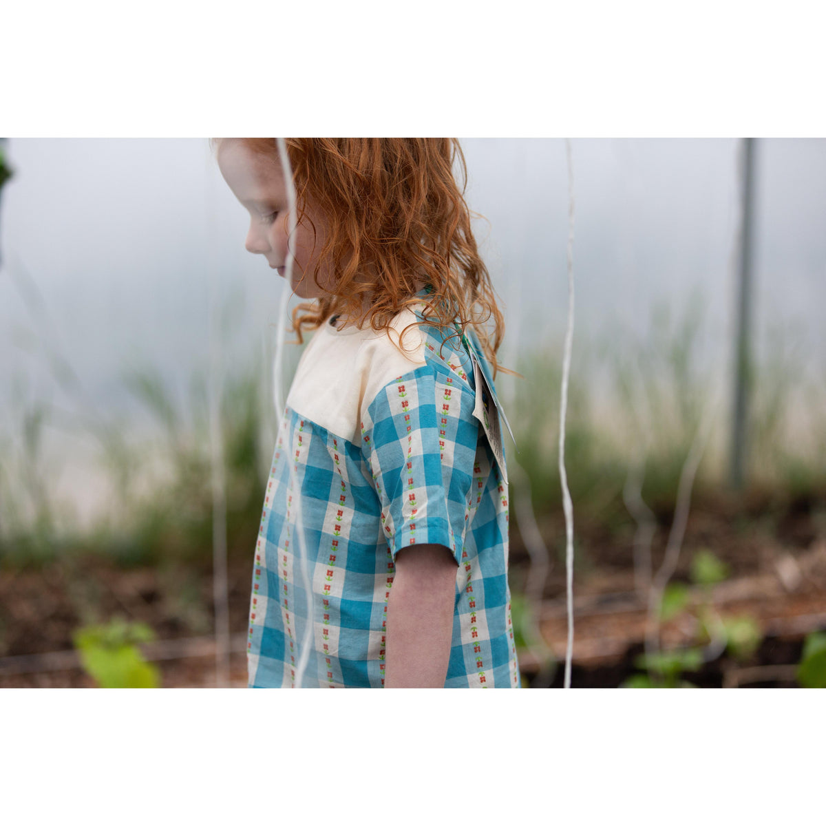 Blue Flowers Loose Fit Short Sleeve Henley Top-Little Green Radicals-Modern Rascals