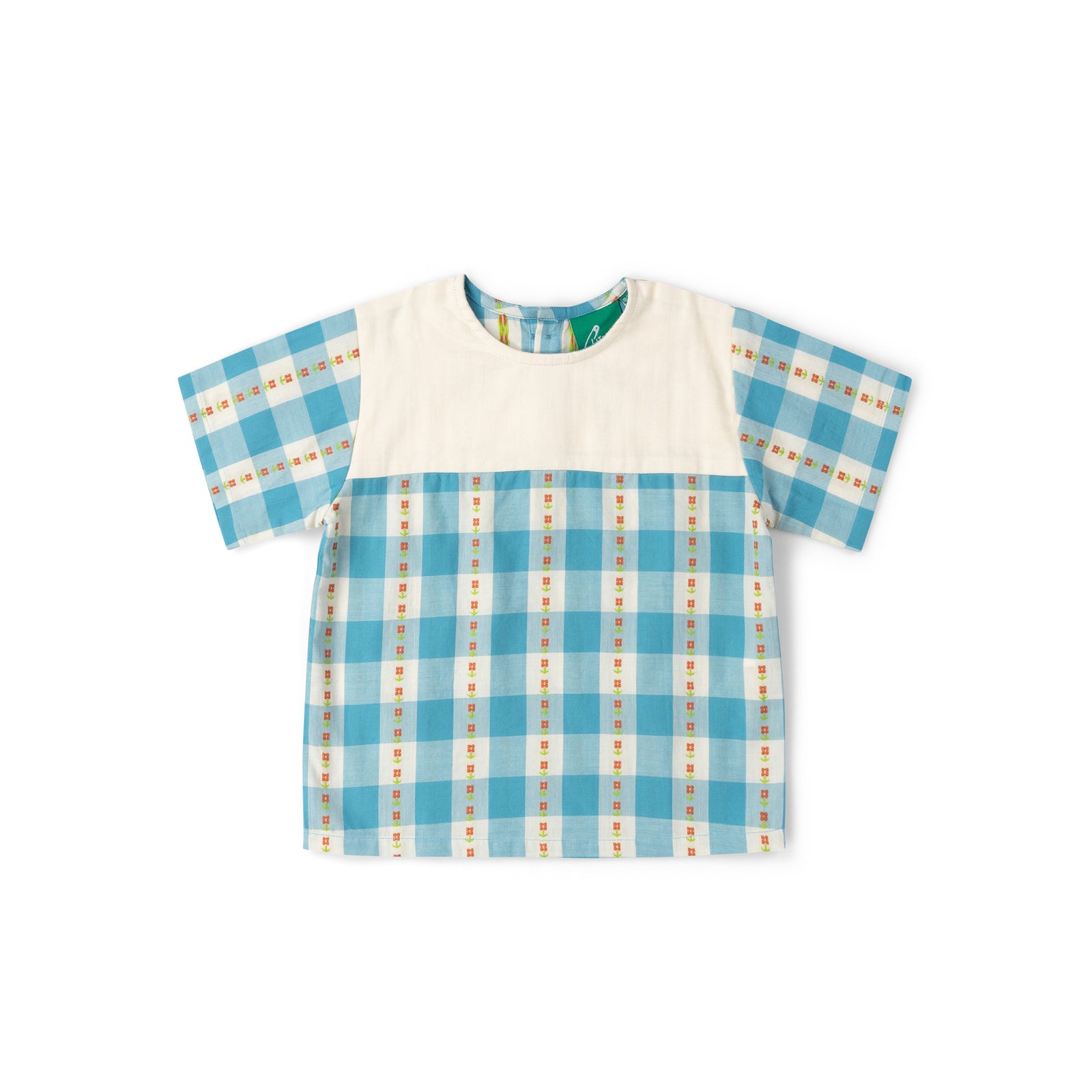 Blue Flowers Loose Fit Short Sleeve Henley Top-Little Green Radicals-Modern Rascals