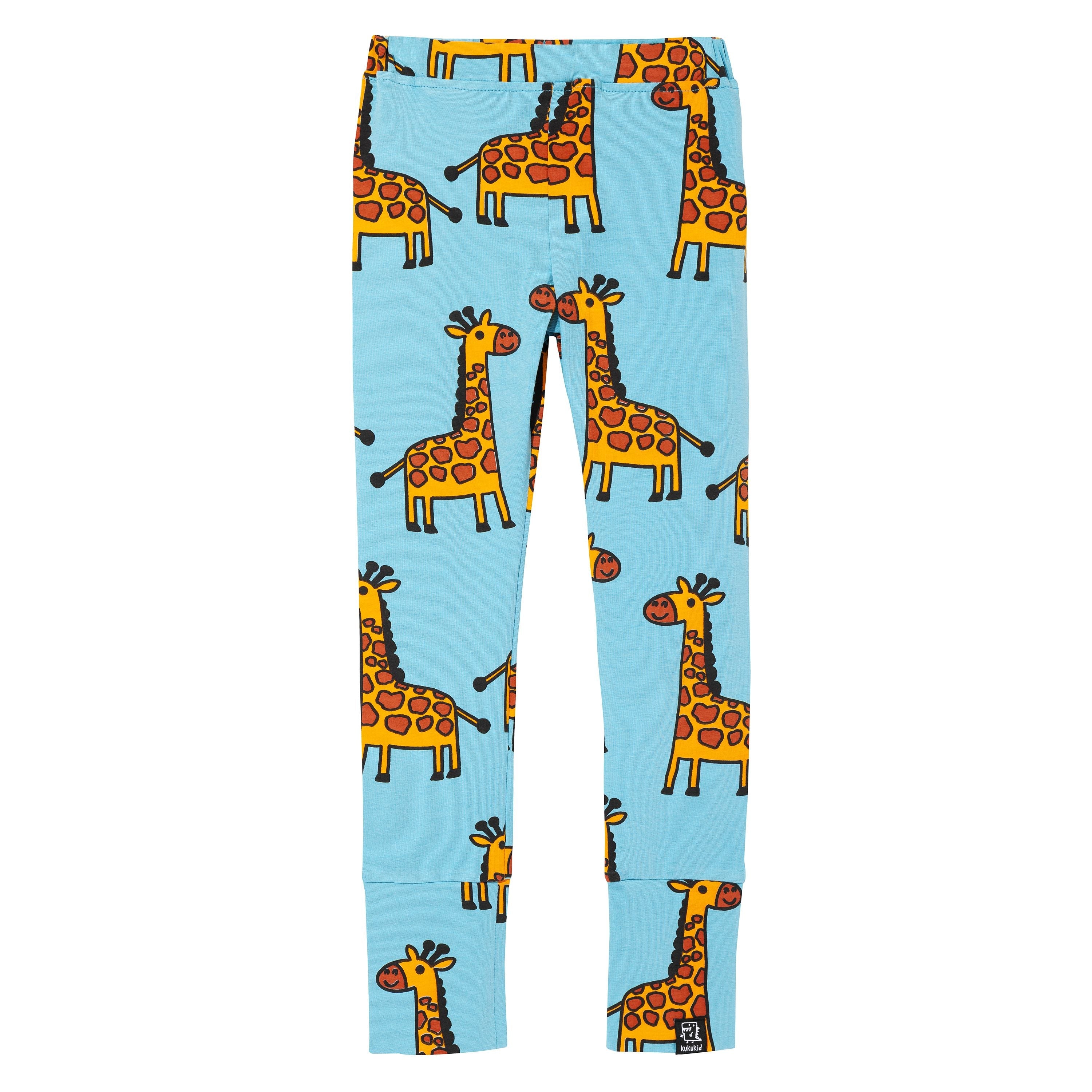 Blue Giraffe Leggings - 1 Left Size 10-12 years