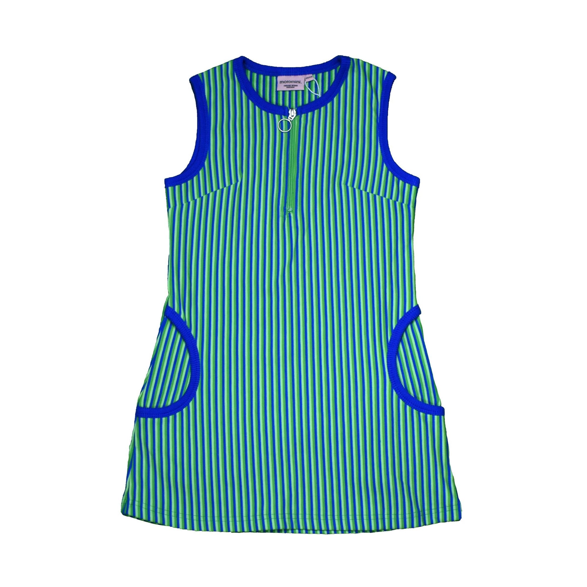 Blue Green Striped Twiggy Dress - 2 Left Size 2-3 & 9-11 years-Moromini-Modern Rascals