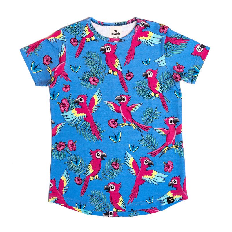 Blue Parrot Short Sleeve Shirt - 1 Left Size 2-4 years-Mullido-Modern Rascals