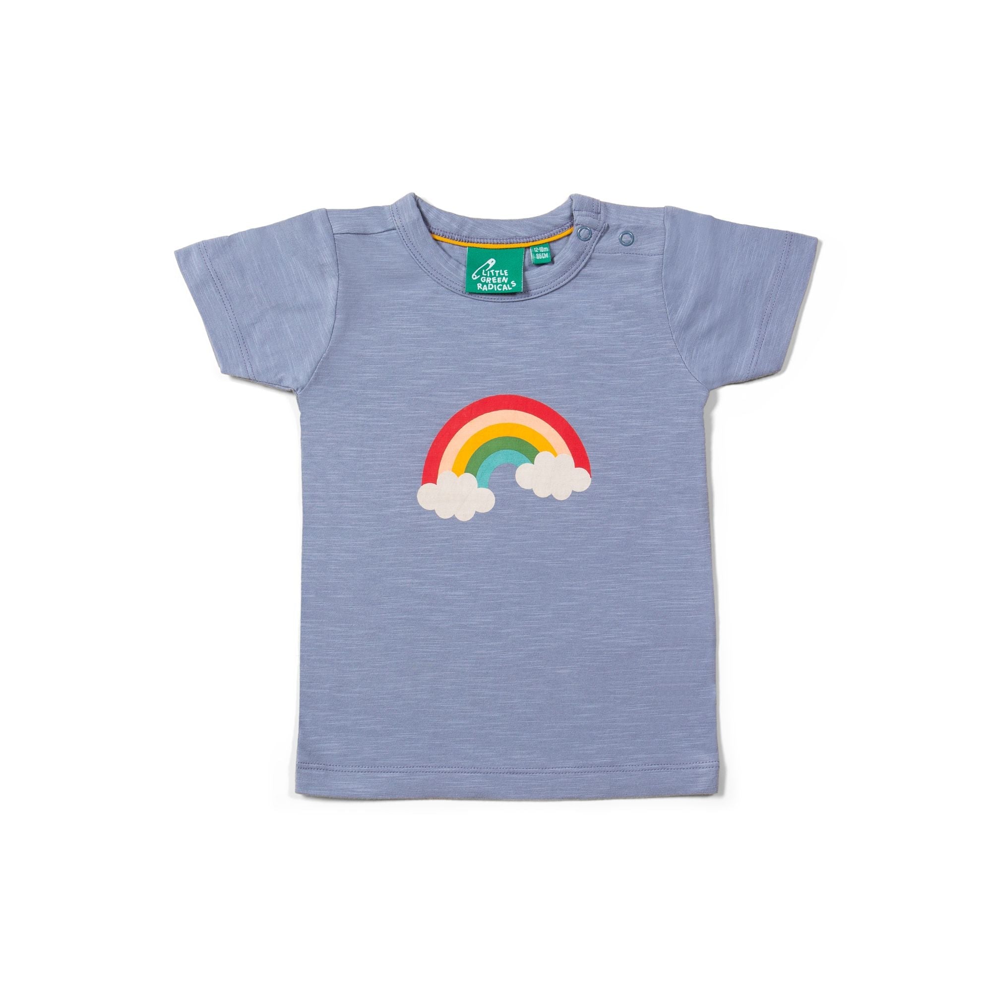 Blue Rainbow Print Short Sleeve T-Shirt - 1 Left Size 5-6 years-Little Green Radicals-Modern Rascals