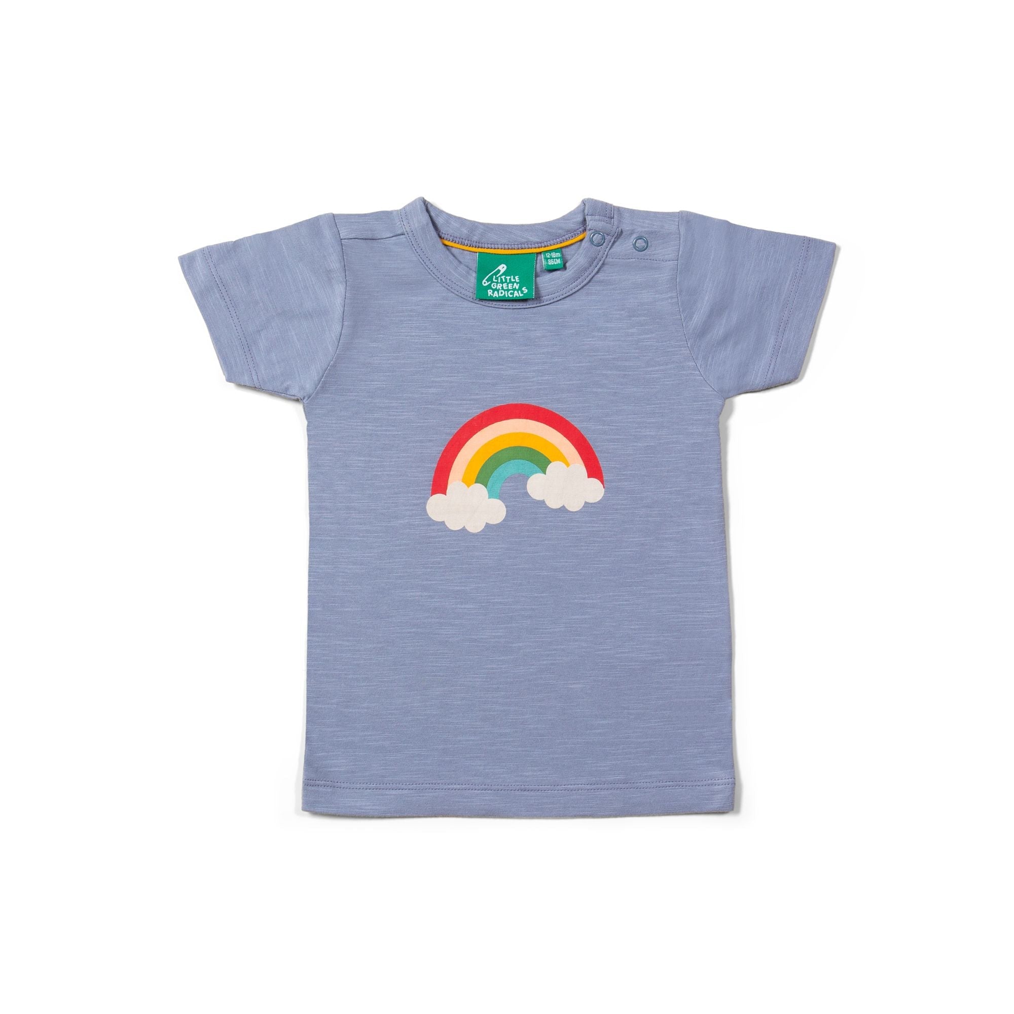 Blue Rainbow Print Short Sleeve T-Shirt-Little Green Radicals-Modern Rascals