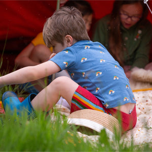 Blue Rainbows Short Sleeve T-Shirt - 1 Left Size 4-5 years-Little Green Radicals-Modern Rascals