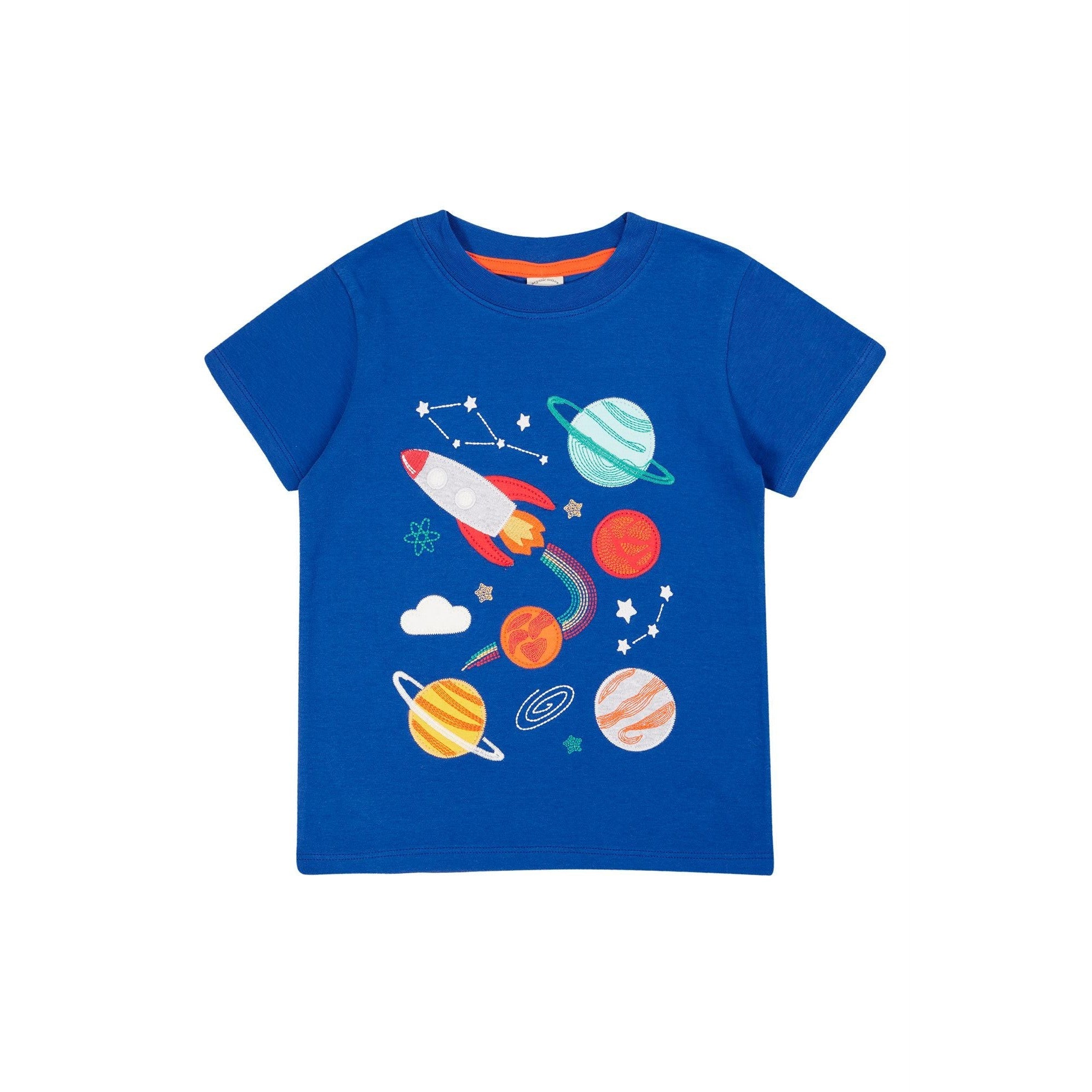 Blue Tang / Rocket Little Creature Applique T-Shirt-Frugi-Modern Rascals