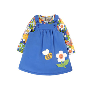 Blue Tang/Retro Happy Polly Pinafore Outfit-Frugi-Modern Rascals