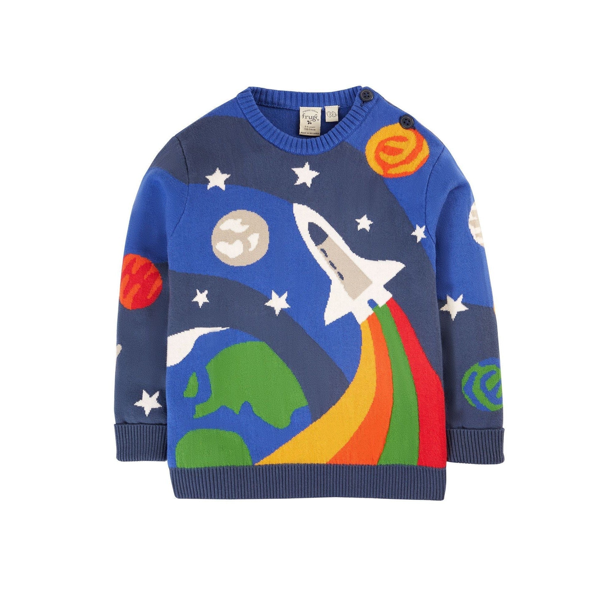 Blue Tang/Rocket Elwood Knitted Sweater - 2 Left Size 8-9 & 9-10 years-Frugi-Modern Rascals