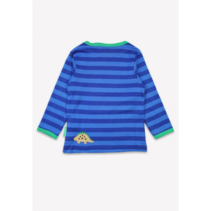 Blue Tonal Dinosaur Applique Long Sleeve Shirt-Toby Tiger-Modern Rascals