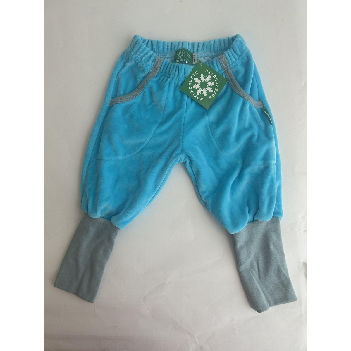 Blue Velour Pants With Long Rib - 1 Left Size 10-12 years-Naperonuttu-Modern Rascals