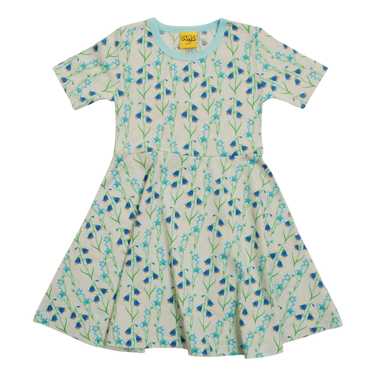 Bluebells - Light Blue Short Sleeve Skater Dress in Single Jersey - 1 Left Size 9-10 years-Duns Sweden-Modern Rascals