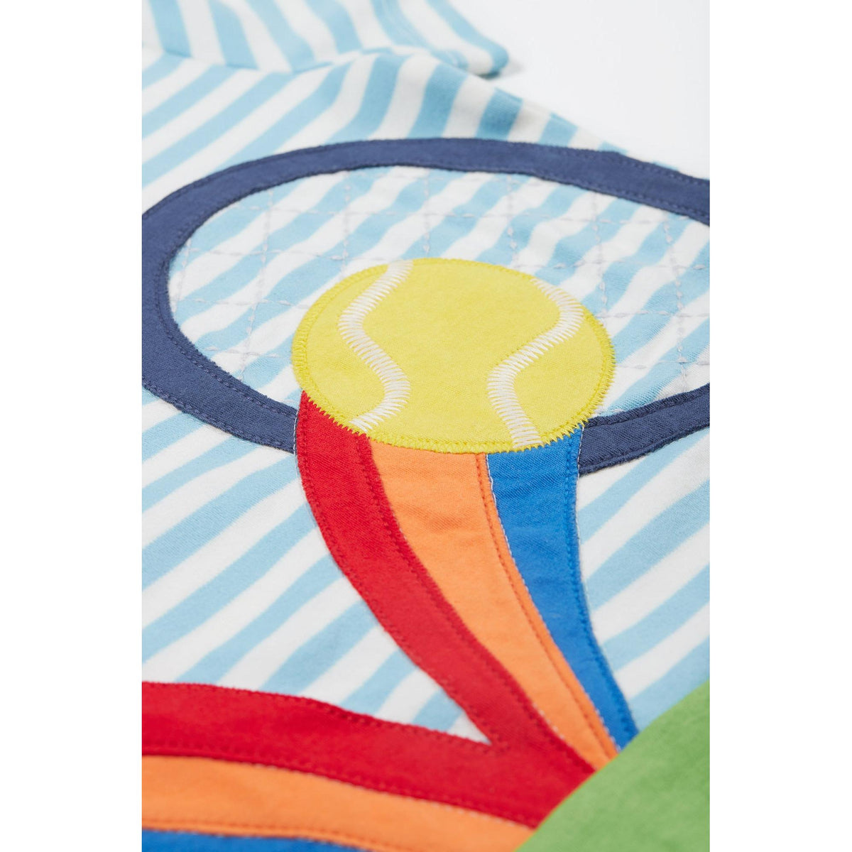 Bluebird Stripe / Tennis Penryn Panel T-Shirt - 1 Left Size 2-3 years-Frugi-Modern Rascals