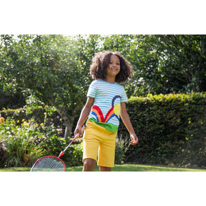 Bluebird Stripe / Tennis Penryn Panel T-Shirt - 1 Left Size 2-3 years-Frugi-Modern Rascals