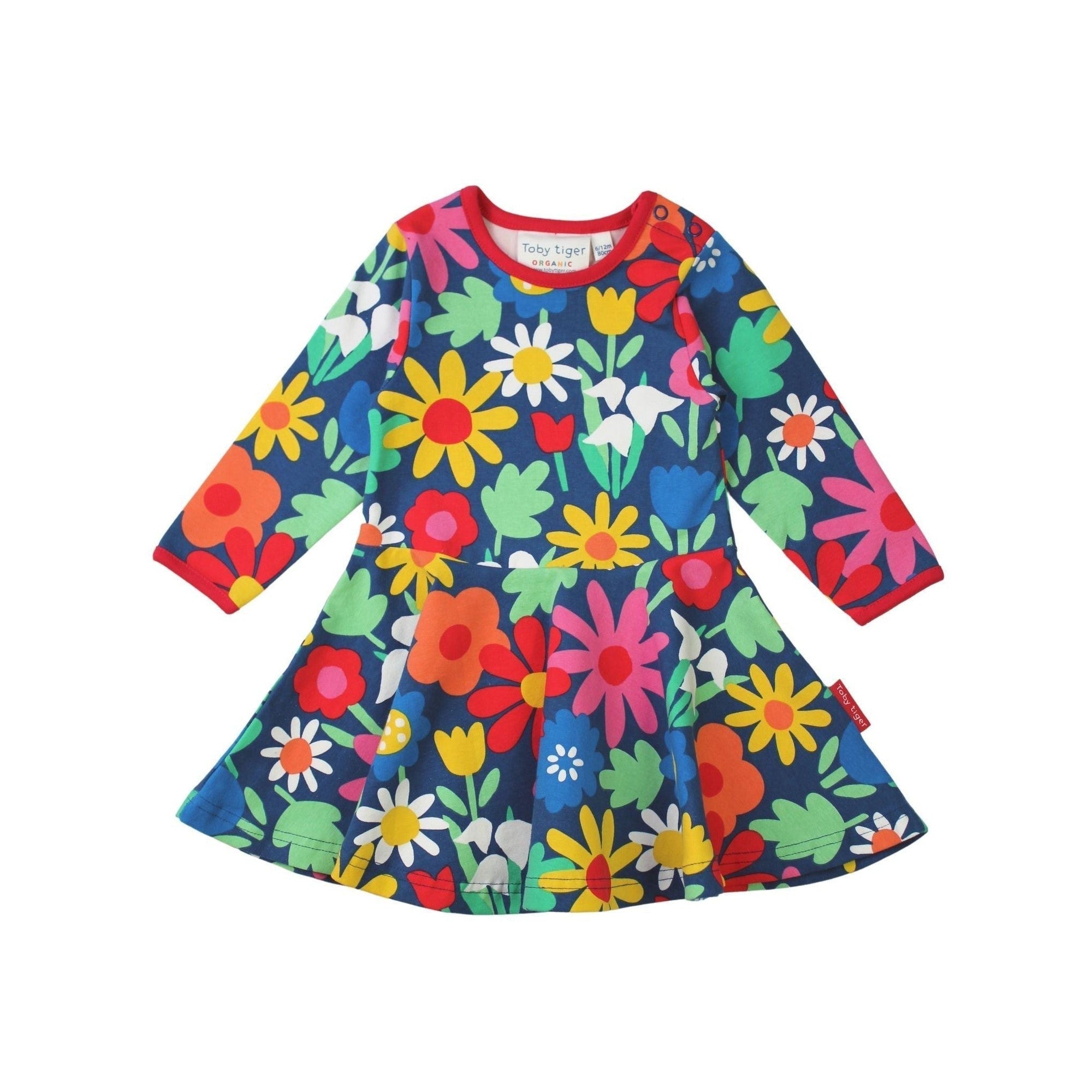 Bold Floral Long Sleeve Skater Dress - 1 Left Size 3-4 years-Toby Tiger-Modern Rascals