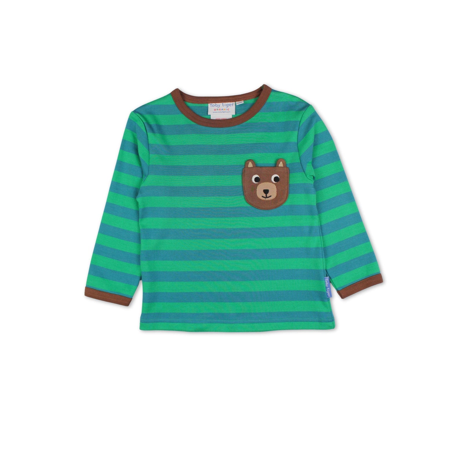 Brown Bear Pocket Applique Long Sleeve Shirt - 2 Left Size 5-6 & 7-8 years-Toby Tiger-Modern Rascals